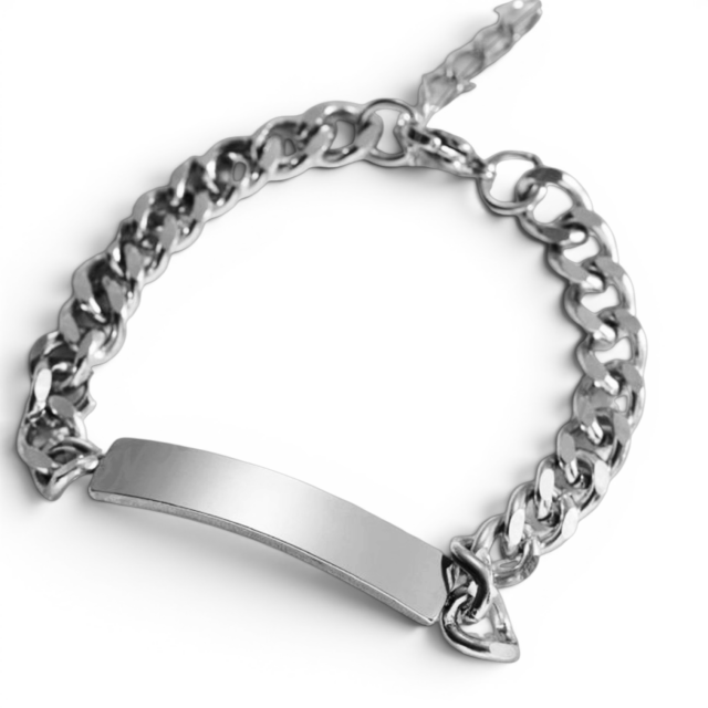 PULSERA ACERO CON DIJE CHAPA PARA GRABAR