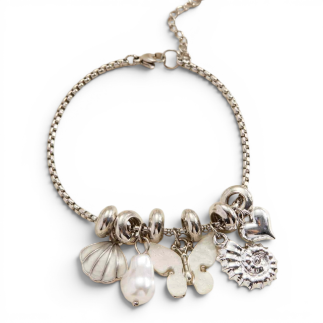 PULSERA ACERO MULTIDIJES MARIPOSA BLANCA