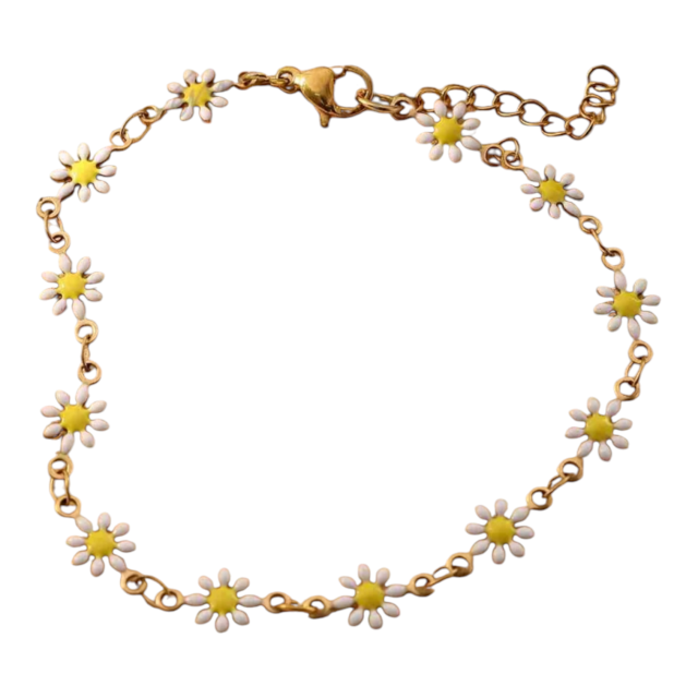 PULSERA ACERO DORADO MARGARITAS 