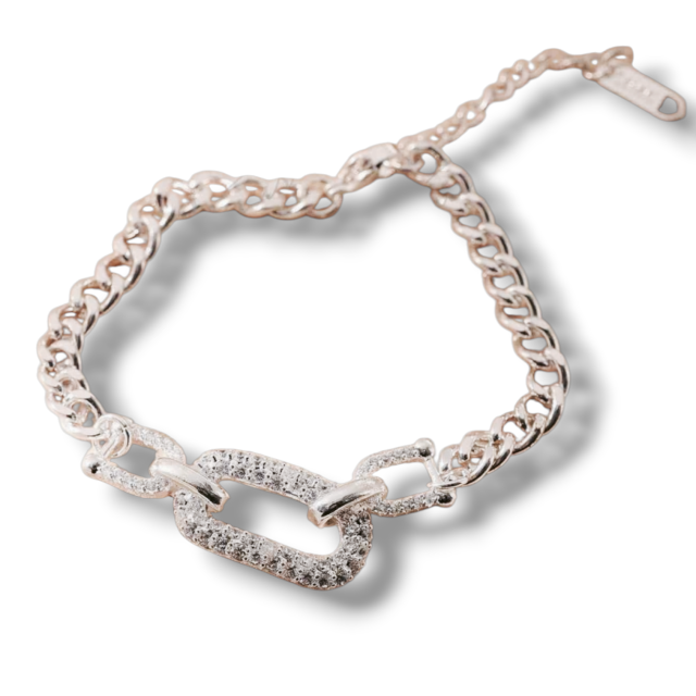 PULSERA ACERO BLANCO DIJE MICROPAVE 