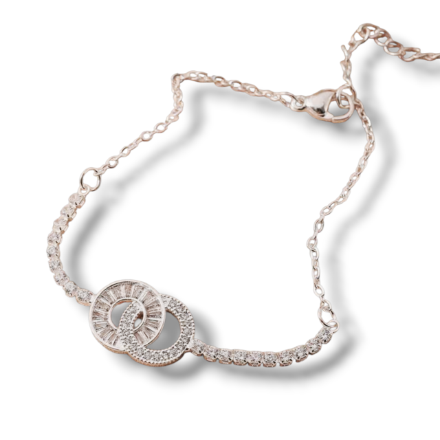 PULSERA ACERO BLANCO CÍRCULOS MICROPAVE 