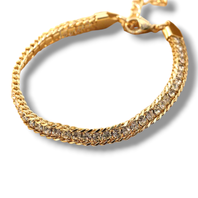 PULSERA ACERO DORDO TRENZA STRASS