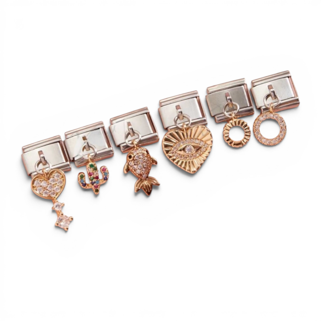 DIJE ACERO COLGANTE DORADO PARA PULSERA ITALIANA X6