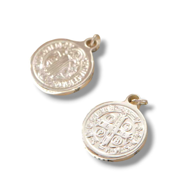 DIJE ACERO BLANCO MEDALLA SAN BENITO