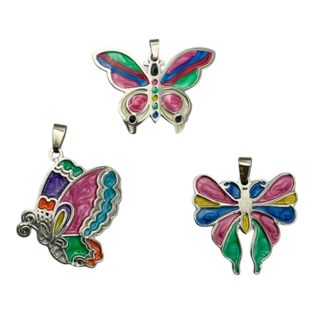 DIJES ACERO ESMALTADO MARIPOSAS COLOR X 3