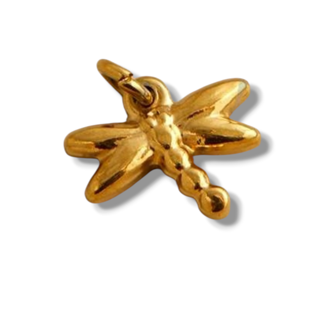DIJE ACERO DORADO LIBÉLULA X 6