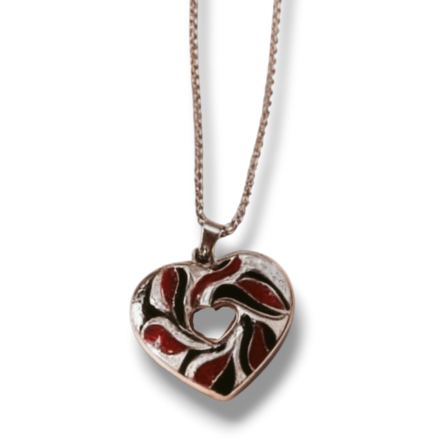 COLLAR ACERO DIJE CORAZÓN ESMALTADO 