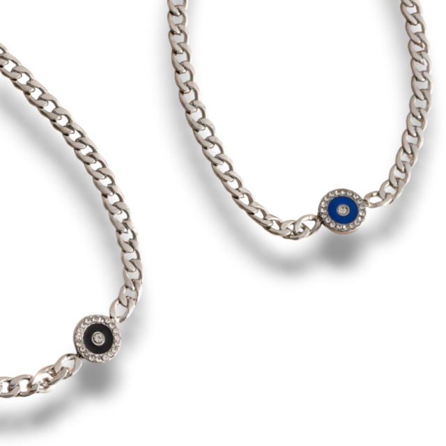 COLLAR ACERO DIJE OJO STRASS