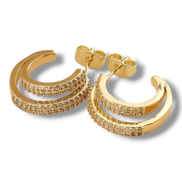 ARO BRONCE DORADO MEDIA ARGOLLA DOBLE MICROPAVE