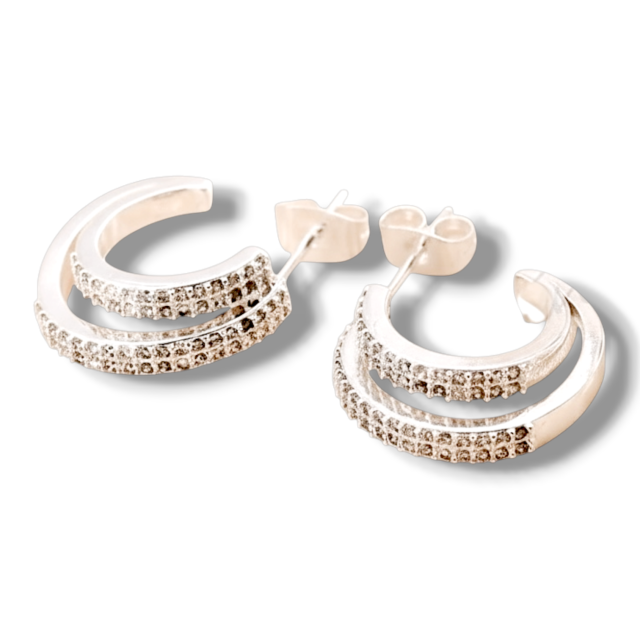 ARO BRONCE BLANCO MEDIA ARGOLLA DOBLE MICROPAVE 
