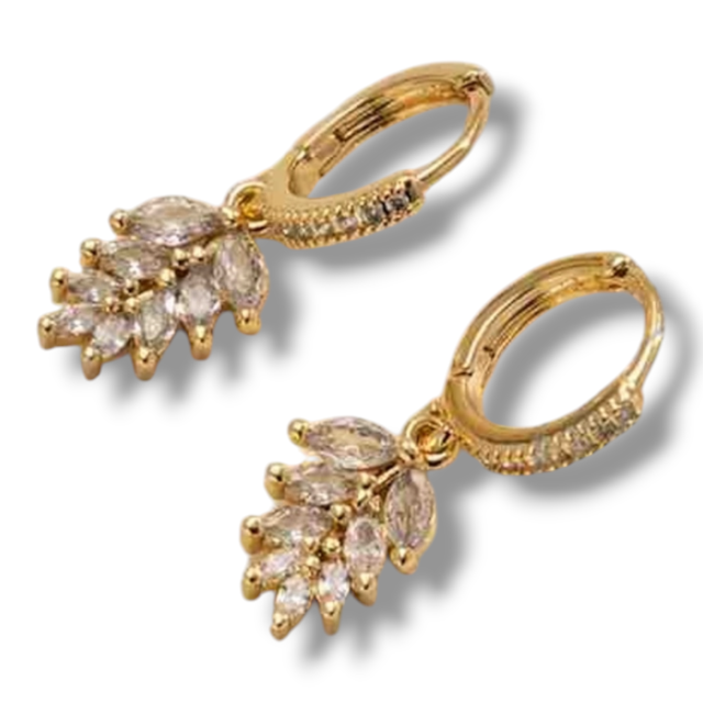 ARO BRONCE DORADO ARGOLLA MICROPAVE DIJE HOJAS CUBIC