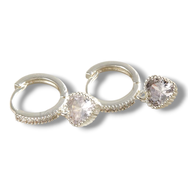 ARO BRONCE BLANCO ARGOLLA MICROPAVE CORAZÓN CRISTAL 