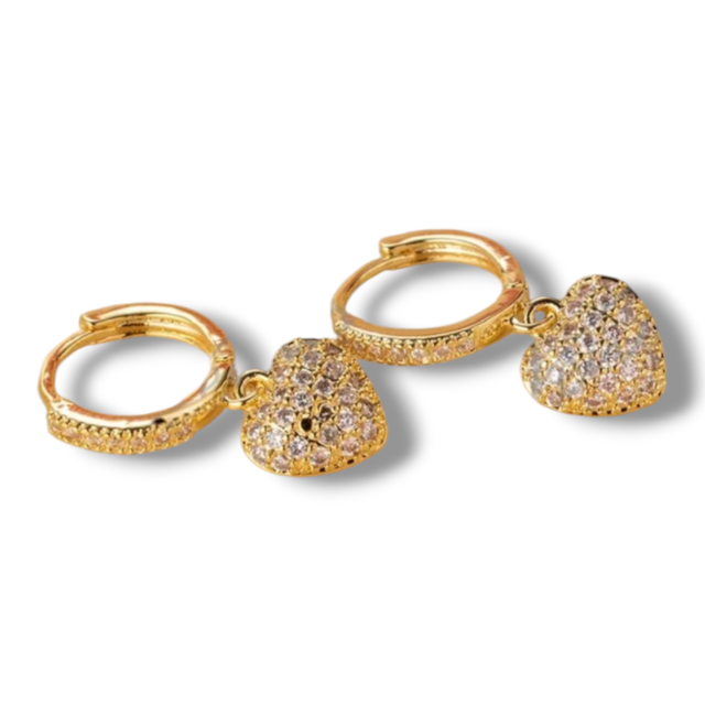 ARO BRONCE DORADO ARGOLLA Y DIJE CORAZÓN MICROPAVE