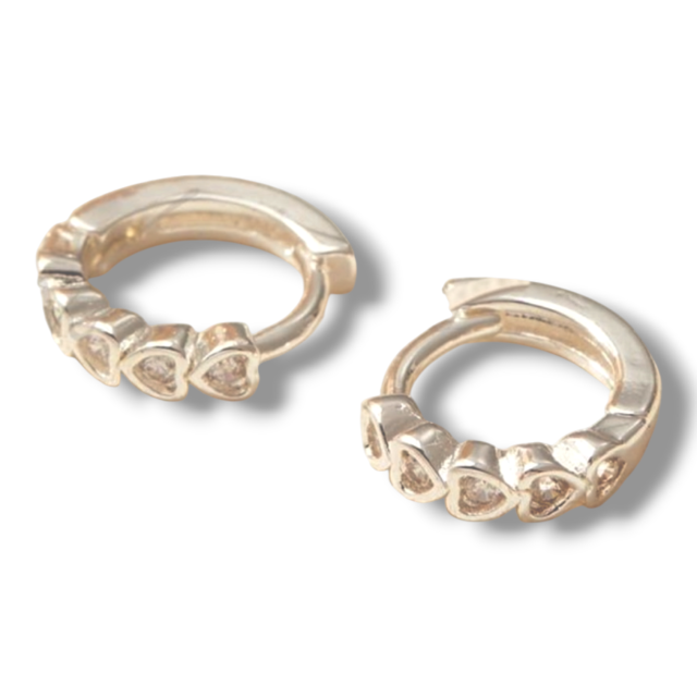 ARO BRONCE BLANCO ARGOLLA CORAZONES CUBIC