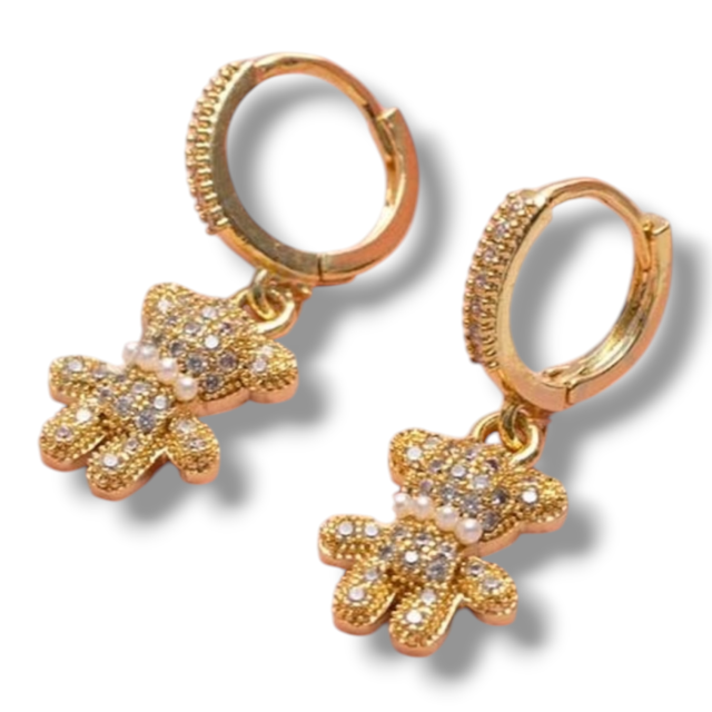 ARO BRONCE DORADO ARGOLLA DIJE OSO MICROPAVE
