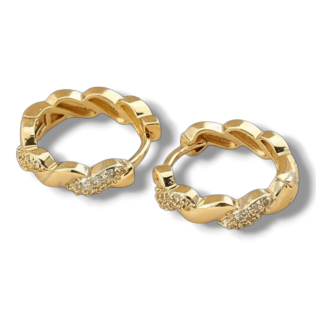 ARO BRONCE DORADO ARGOLLA DISEÑO TRENZA MICROPAVE