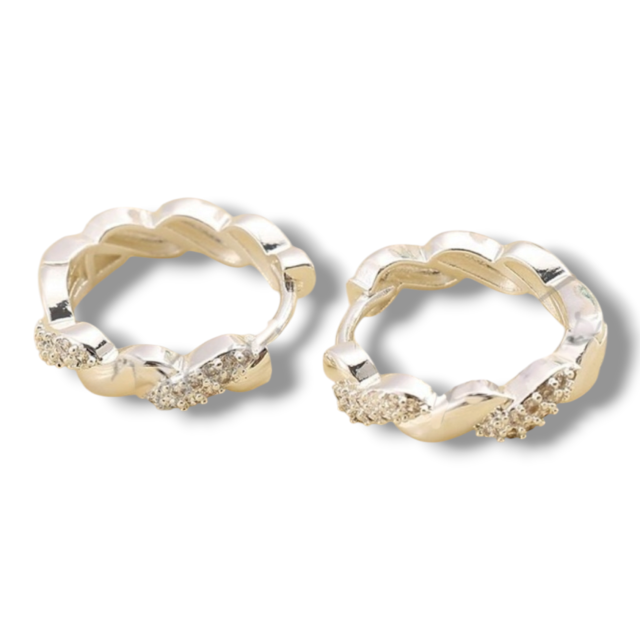 ARO BRONCE BLANCO ARGOLLA TRENZA MICROPAVE