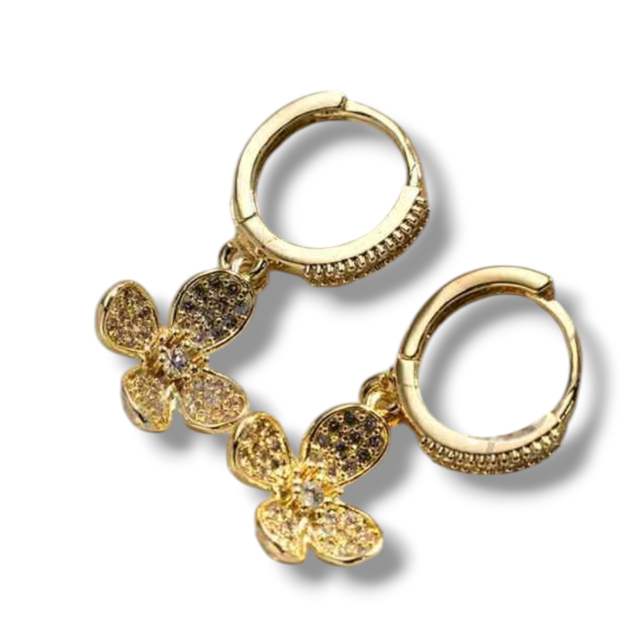 ARO BRONCE DORADO ARGOLLA DIJE FLOR MICROPAVE
