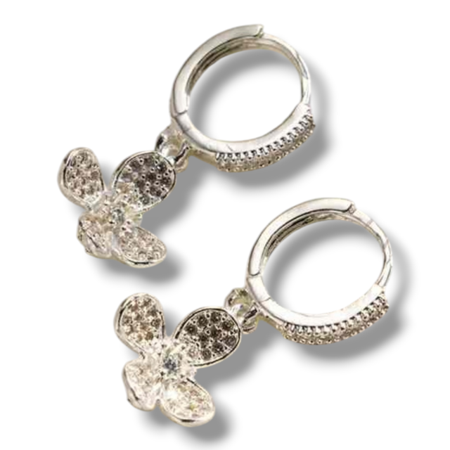 ARO BRONCE BLANCO ARGOLLA DIJE FLOR MICROPAVE 