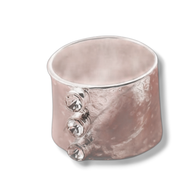 ANILLO ACERO BLANCO GRUESO 3 CUBICS