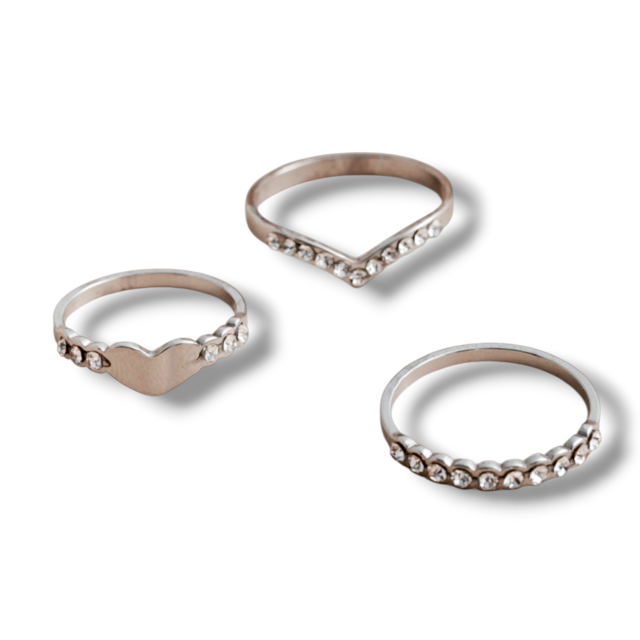 ANILLO ACERO STRASS X 3