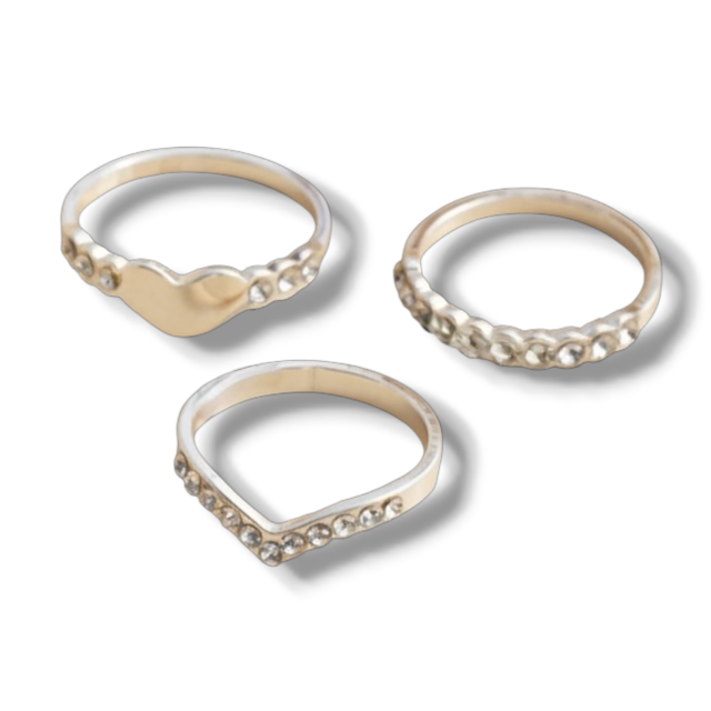 ANILLO ACERO BLANCO STRASS X 3