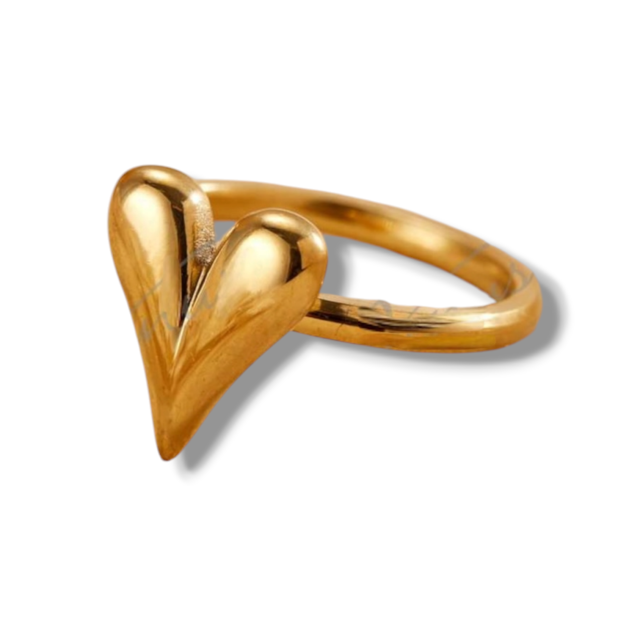 ANILLO ACERO DORADO CORAZÓN 