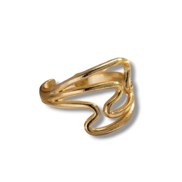 ANILLO ACERO DORADO FORMAS ANCHO ONDAS
