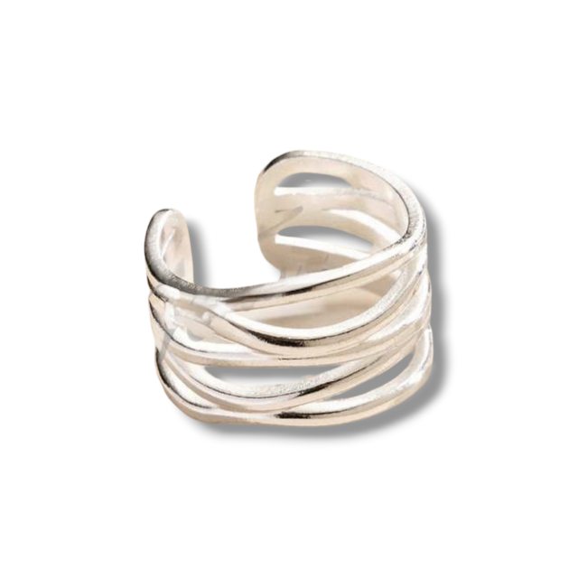 ANILLO ACERO BLANCO FORMAS ANCHO LÍNEAS 