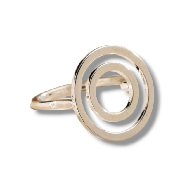 ANILLO ACERO BLANCO CÍRCULOS 