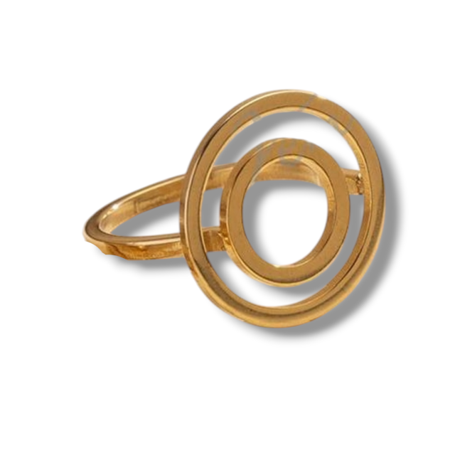 ANILLO ACERO DORADO CIRCULOS