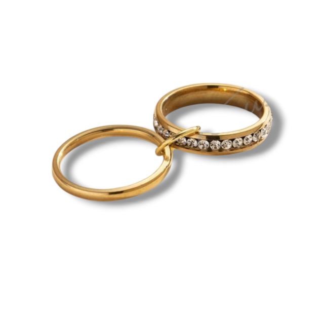 ANILLO ACERO DORADO DOBLE