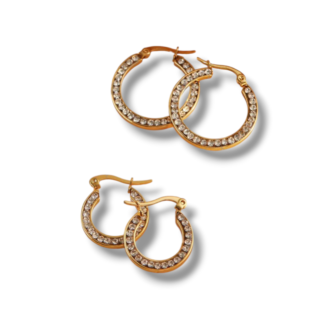 ARO ACERO DORADO ARGOLLA CHATA STRASS