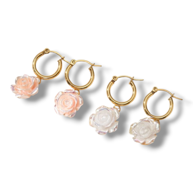 ARO ACERO DORADO DIJE ROSA