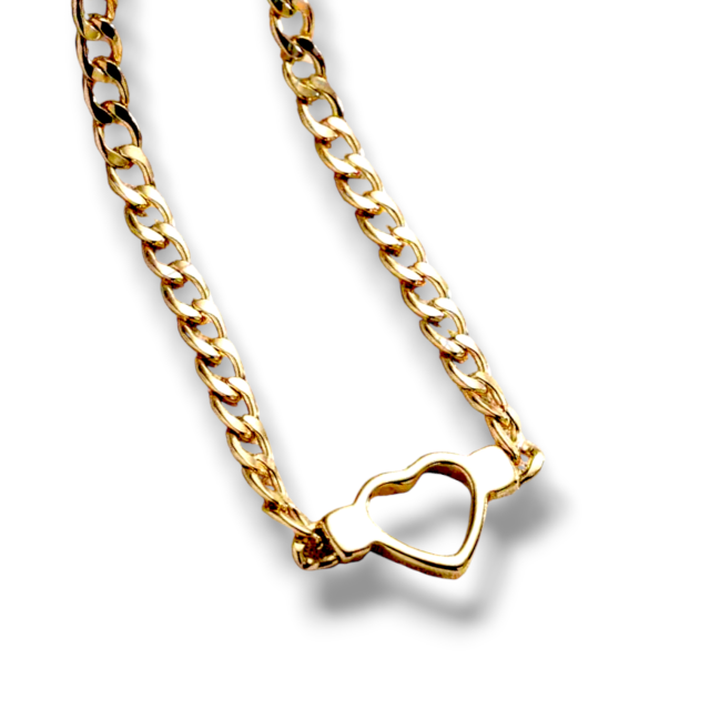COLLAR ACERO DORADO CORAZÓN 