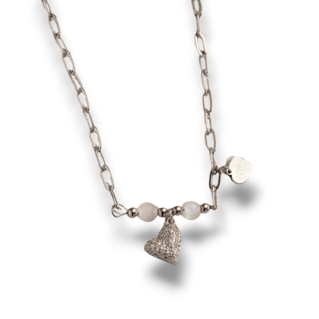 COLLAR ACERO CORAZÓN MICROPAVE