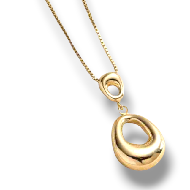 COLLAR ACERO DORADO COLGANTE MACIZO