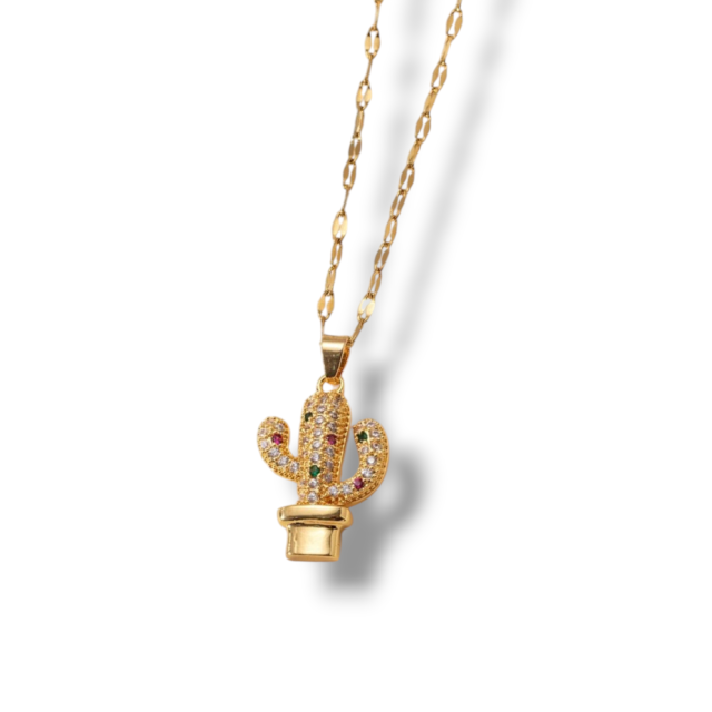 COLLAR ACERO DORADO DIJE CAPTUS MICROPAVE