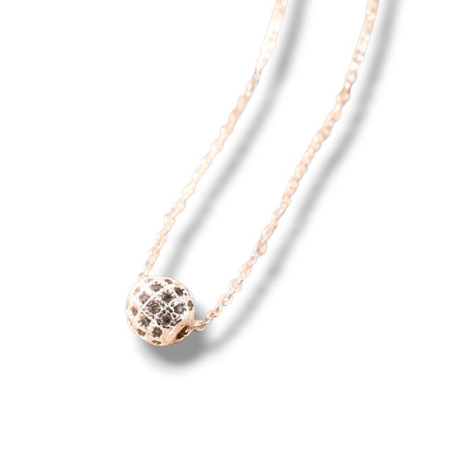 COLLAR ACERO BLANCO DIJE CÍRCULO MICROPAVE 