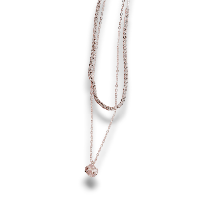 COLLAR ACERO DOBLE DIJE CUBIC
