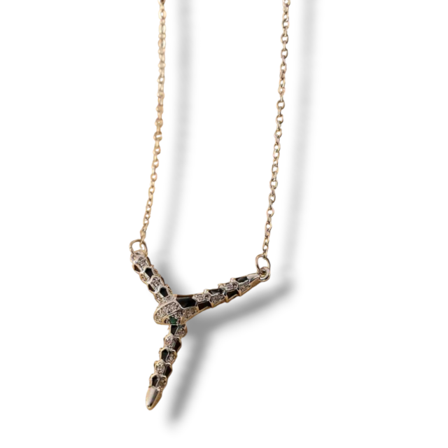 COLLAR ACERO CON DIJE BRONCE SERPIENTE MICROPAVE