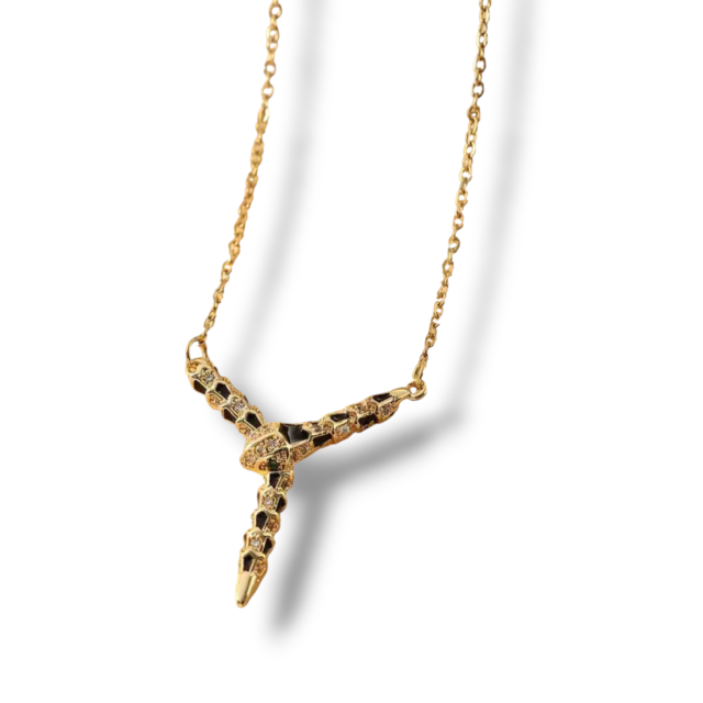COLLAR ACERO DORADO DIJE SERPIENTE MICOPAVE