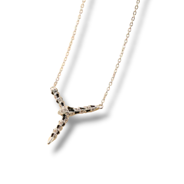 COLLAR ACERO BLANCO DIJE SERPIENTE MICROPAVE 
