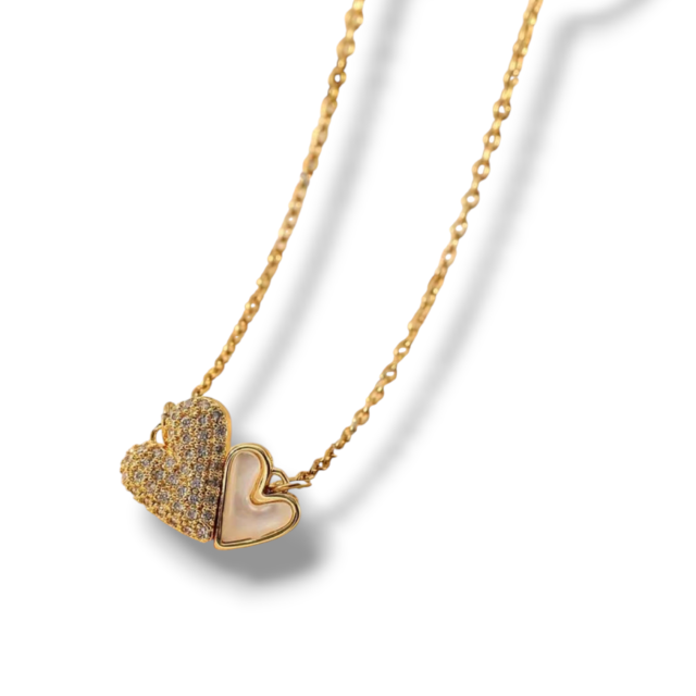 COLLAR ACERO DORADO CORAZÓN IMANTADO 