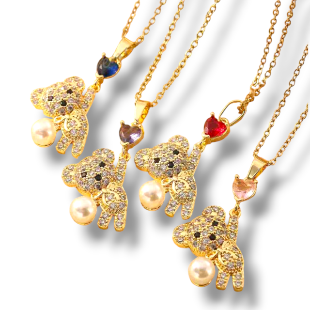 COLLAR ACERO DORADO DIJE MICROPAVE CUBIC COLOR