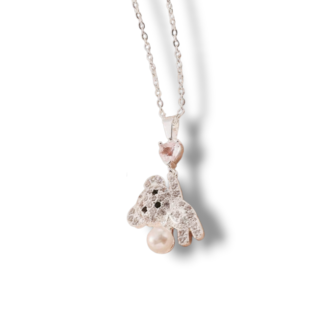COLLAR ACERO BLANCO DIJE MICROPAVE CUBIC COLOR