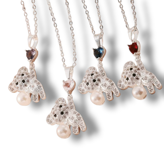 COLLAR ACERO BLANCO DIJE MICROPAVE CUBIC COLOR