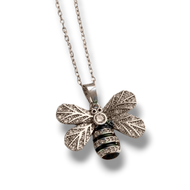 COLLAR ACERO DIJE ABEJA MICROPAVE 