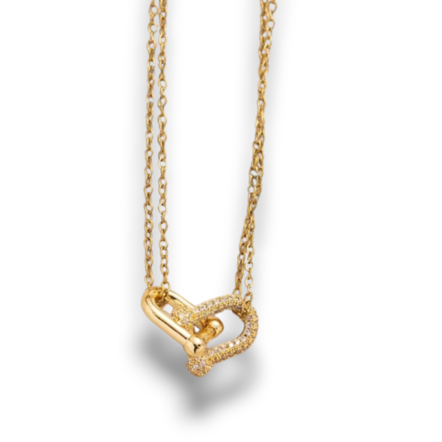 COLLAR ACERO DORADO DIJE TIFF MICROPAVE