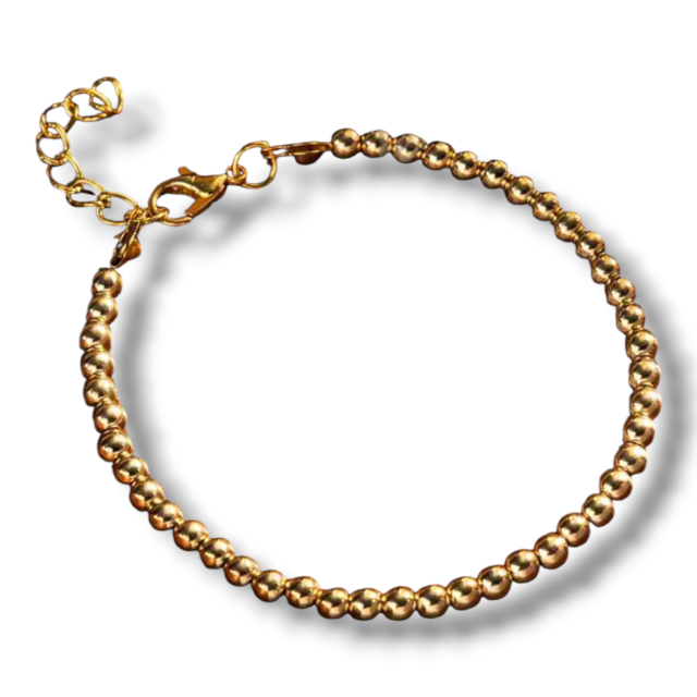 PULSERA ACERO DORADO BOLITAS